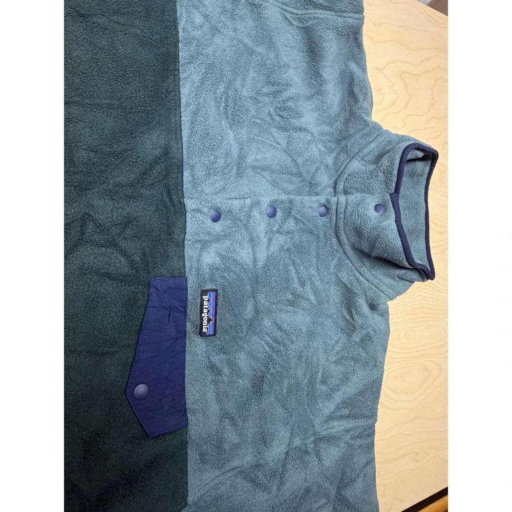 Patagonia Synchilla Fleece Pullover Men Large Blue Green Snap reí conservation